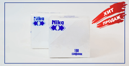 Салфетки бумажные 1-слойные 100л. белые (целлюлоза) Фирменная упаковка NIKA
